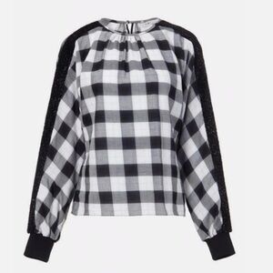 Tibi black and white PLAID TOP W/
LUREX metallic DETAIL $450 Sz M